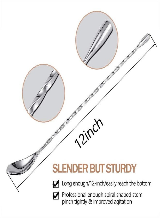 Incrizma Bar Spoon Cocktail Mixing Spoon,12'' Long Stainless Steel Cocktail Stirrers, Easy to Clean, Great for Professional and Home, Practical Gift for Drink Mixing Lovers (Silver, Pack of 2, 31 cm) - Image 2